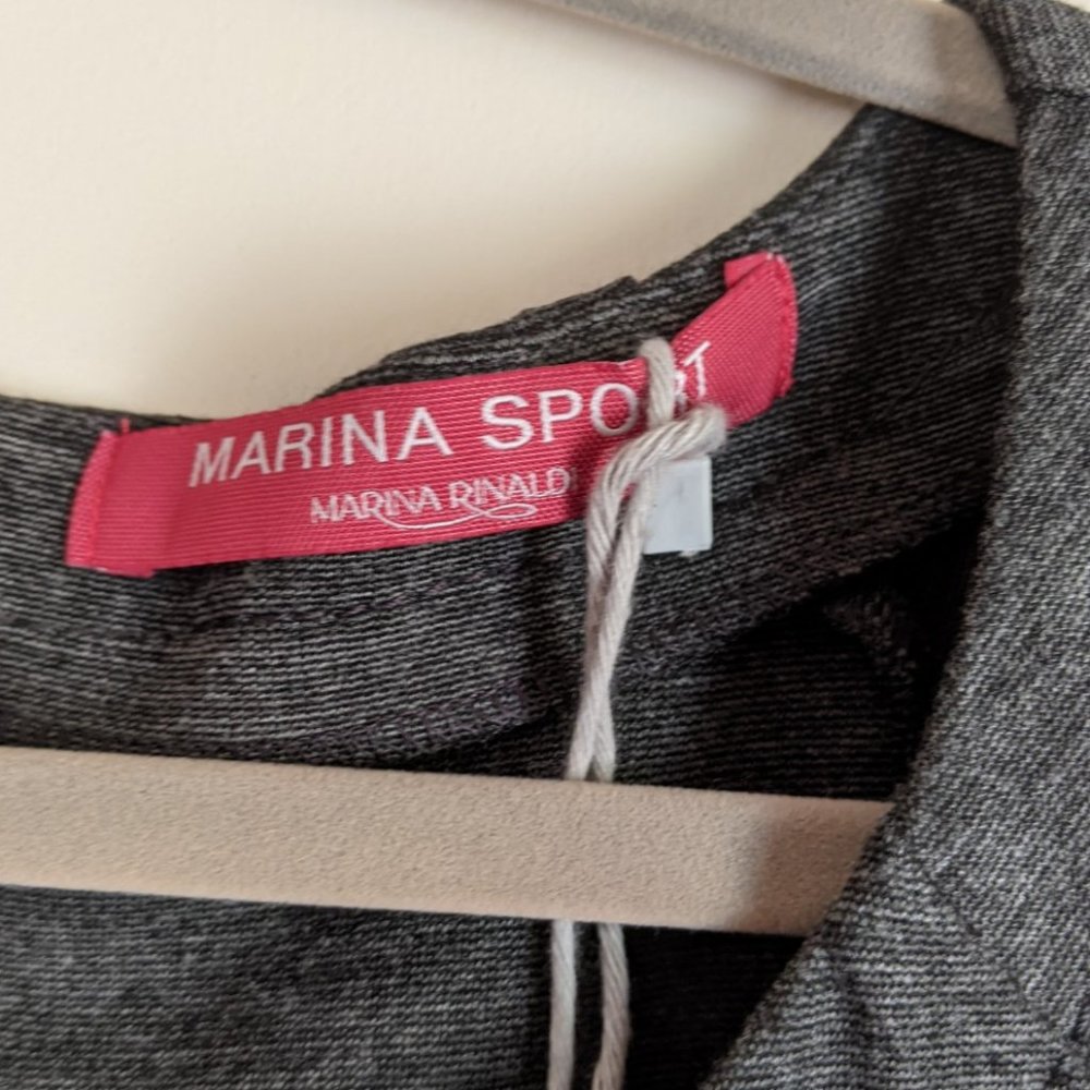NWT Marina Rinaldi Sport Olivetta long-sleeved gray tailored midi dress, size 22 - Picture 3 of 10